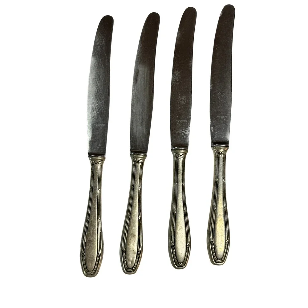 Vintage Set of (4) ROSTFREI Table Knives Germany Mid Century Modern 1960s